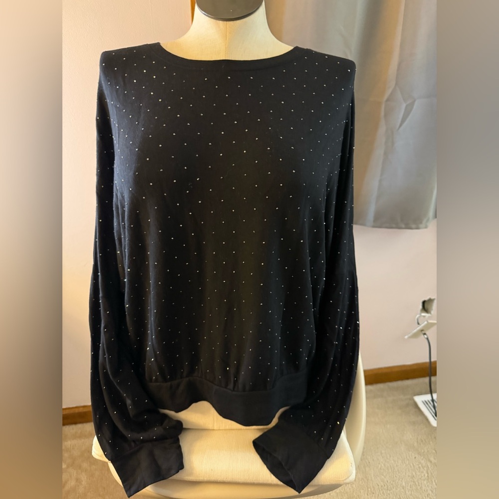Express Black Crewneck Sweater with Subtle Silver Sparkle